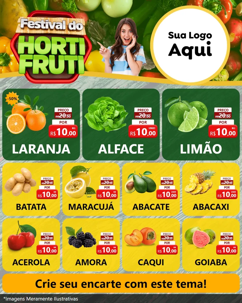 Modelo de Rede Social para Feed Instagram com o tema Festival do Hortifrúti para Hortifrúti