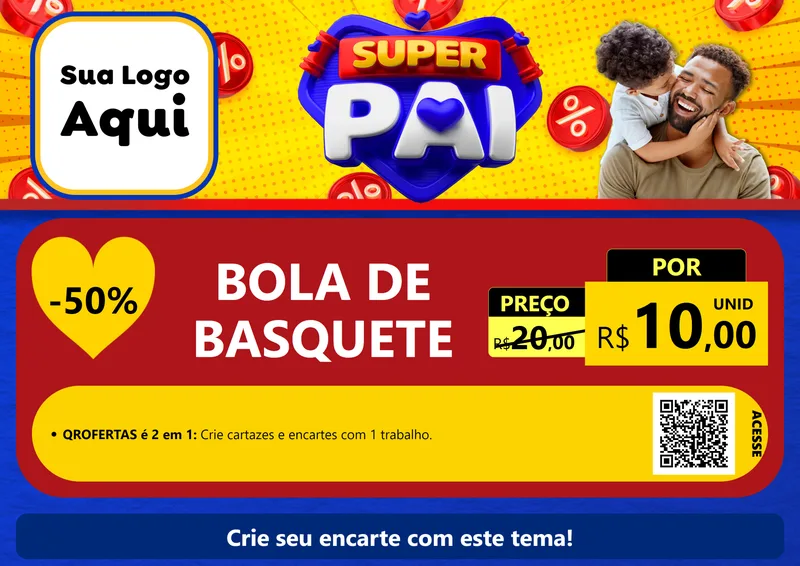 Modelo de Cartaz para Cartaz A4 Horizontal com o tema Super Pai para Artigos Esportivos