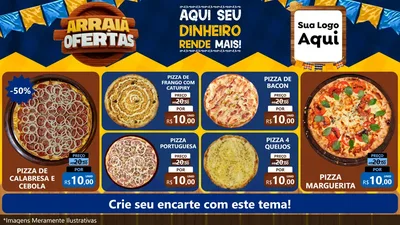 Modelo de TV para TV Horizontal com o tema Arraiá de Ofertas - Junina para Pizzaria