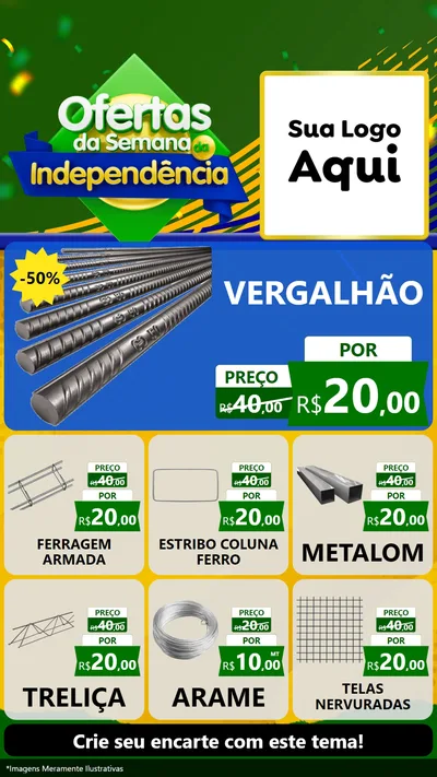 Modelo de Rede Social para Stories com o tema Ofertas da Semana da Independência para Ferragens