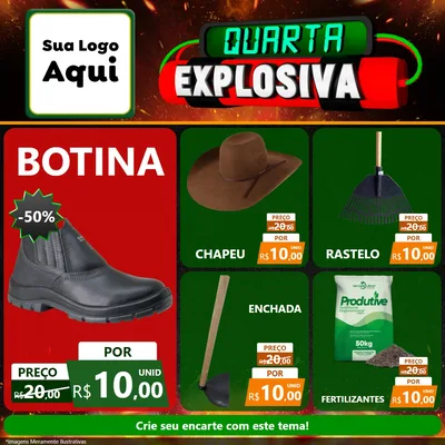 Modelo de Rede Social para Feed Facebook com o tema Quarta Explosiva para Agropecuária