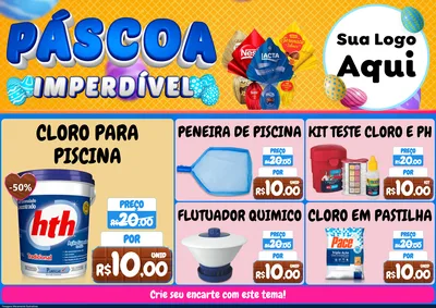 Modelo de Encarte para Encarte A4 Horizontal com o tema Páscoa Imperdível para Produtos para Piscina