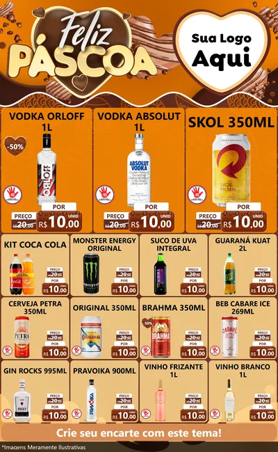 Modelo de Encarte para Encarte Grande com o tema Feliz Páscoa para Distribuidora de bebidas