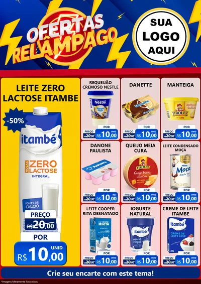 Modelo de Encarte para Encarte A4 Vertical com o tema Ofertas Relâmpago para Frios e Laticínios