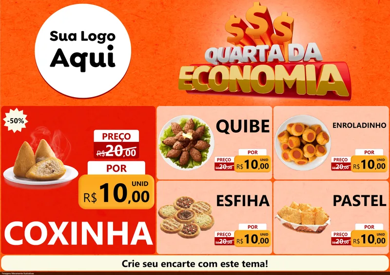 Modelo de Encarte para Encarte A4 Horizontal com o tema Quarta da Economia para Salgadaria