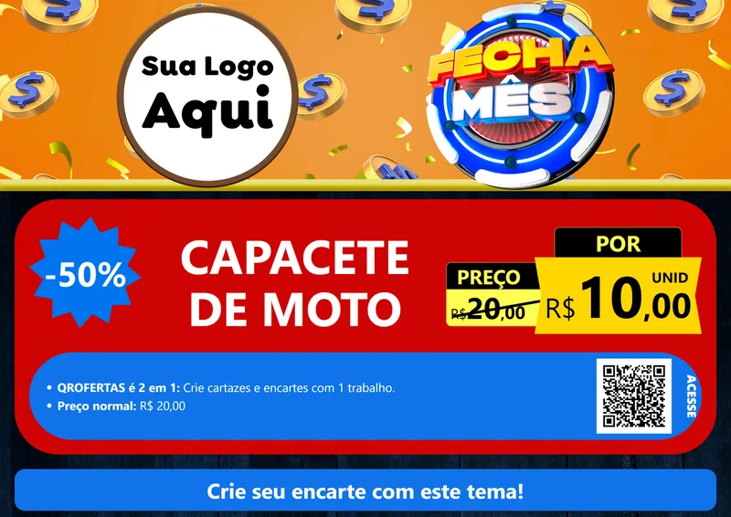 Modelo de Cartaz para Cartaz A4 Horizontal com o tema Fecha Mês para Moto peças