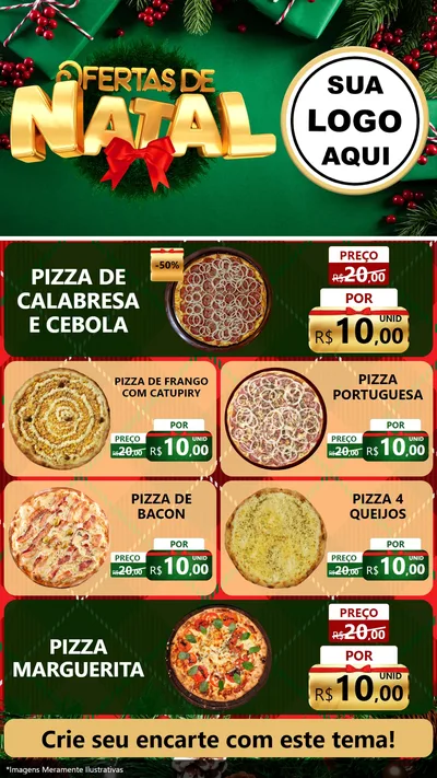 Modelo de TV para TV Vertical com o tema Ofertas de Natal para Pizzaria