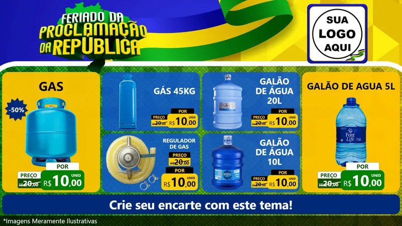 Modelo de TV para TV Horizontal com o tema Feriado da Proclamação da República para Água e gás