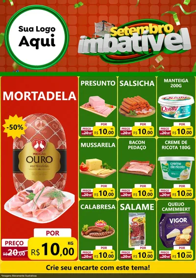 Modelo de Encarte para Encarte A4 Vertical com o tema Setembro Imbatível para Frios e Laticínios