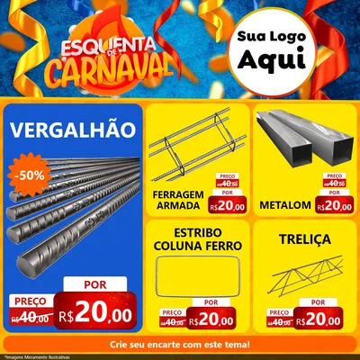 Modelo de Rede Social para Feed Facebook com o tema Esquenta de Carnaval para Ferragens