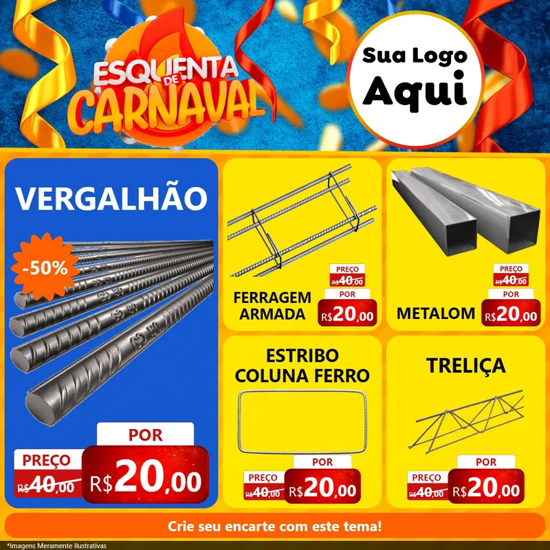 Modelo de Rede Social para Feed Facebook com o tema Esquenta de Carnaval para Ferragens