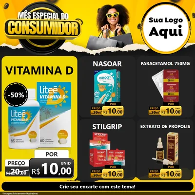 Modelo de Rede Social para Feed Facebook com o tema Mês Especial do Consumidor para Farmácia