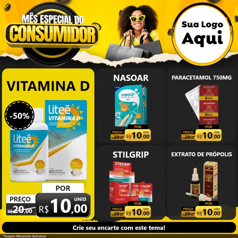 Modelo de Rede Social para Feed Facebook com o tema Mês Especial do Consumidor para Farmácia