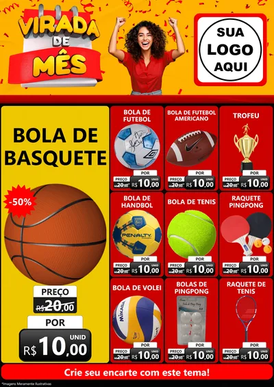 Modelo de Encarte para Encarte A4 Vertical com o tema Virada de Mês para Artigos Esportivos