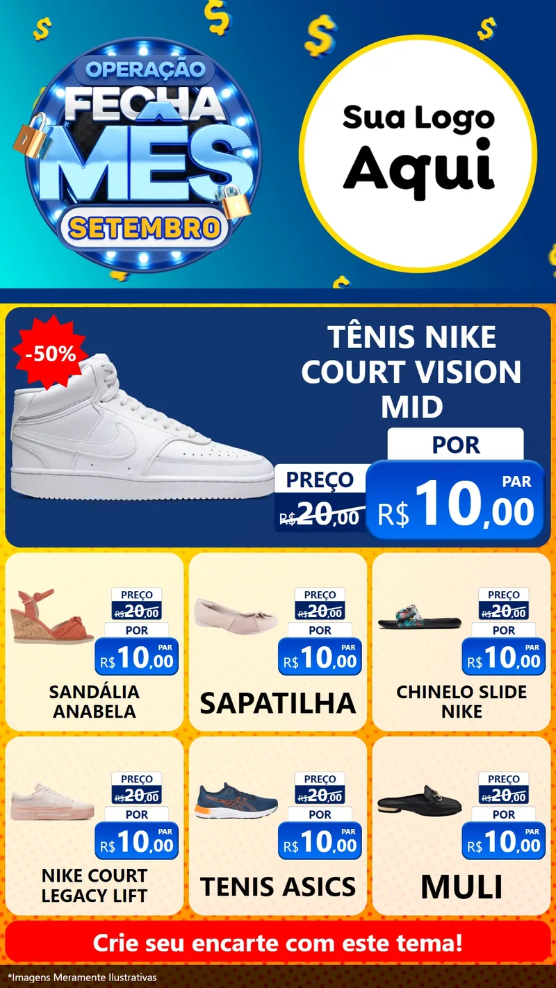 Modelo de Rede Social para Stories com o tema Operação Fecha Mês Setembro para Calçados