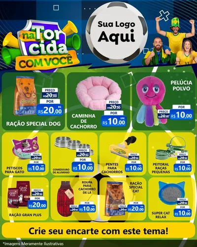 Modelo de Rede Social para Feed Instagram com o tema Na Torcida Com Você - Copa para Pet Shop