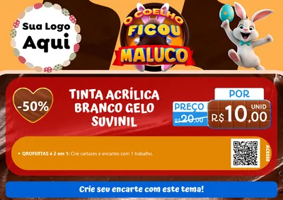 Modelo de Cartaz para Cartaz A4 Horizontal com o tema O Coelho Ficou Maluco - Páscoa para Tintas e Ferramentas