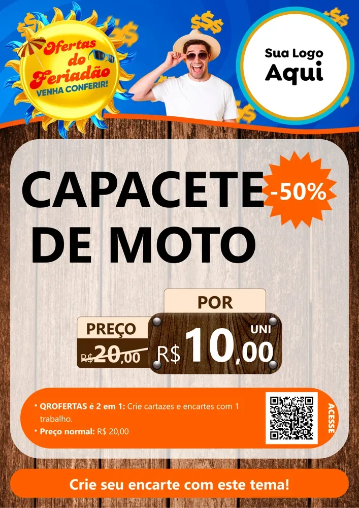 Modelo de Cartaz para Cartaz A4 Vertical com o tema Ofertas do Feriadão para Moto peças