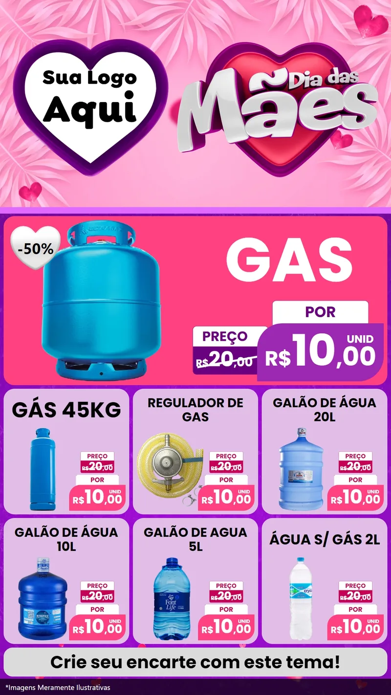 Modelo de Rede Social para Stories com o tema Dia das Mães para Água e gás
