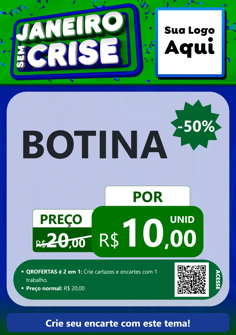 Modelo de Cartaz para Cartaz A4 Vertical com o tema Janeiro Sem Crise para Agropecuária