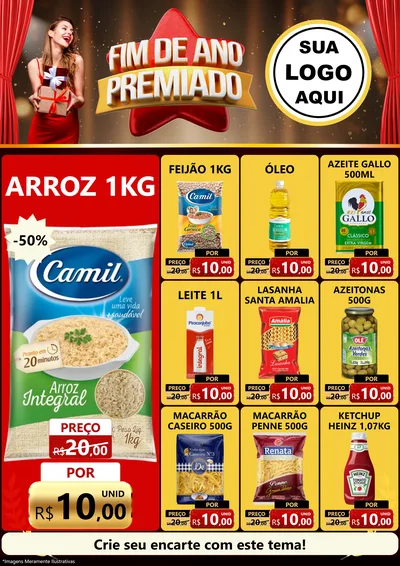 Modelo de Encarte para Encarte A4 Vertical com o tema Fim de Ano Premiado para Supermercado