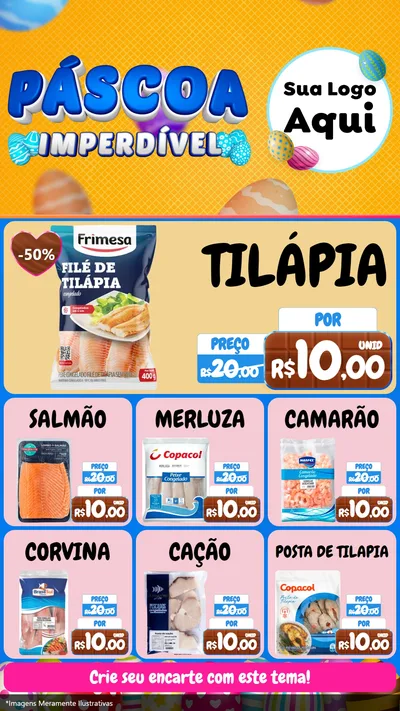 Modelo de Rede Social para Stories com o tema Páscoa Imperdível para Peixaria