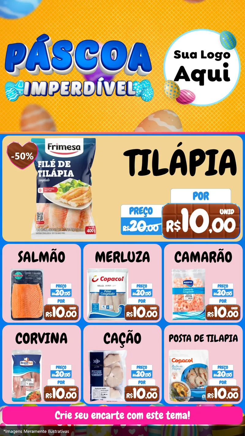 Modelo de Rede Social para Stories com o tema Páscoa Imperdível para Peixaria