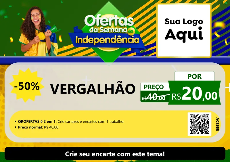 Modelo de Cartaz para Cartaz A4 Horizontal com o tema Ofertas da Semana da Independência para Ferragens