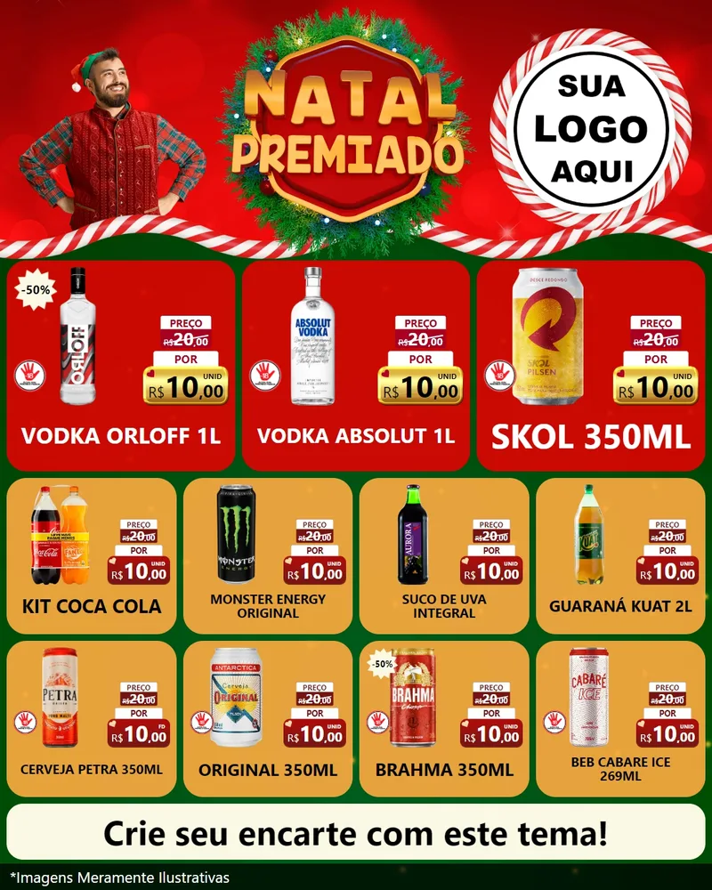 Modelo de Rede Social para Feed Instagram com o tema Natal Premiado para Distribuidora de bebidas