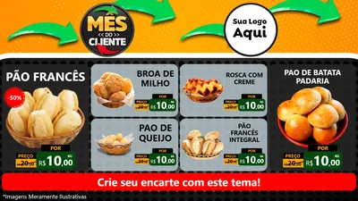Modelo de TV para TV Horizontal com o tema Mês do Cliente para Padaria