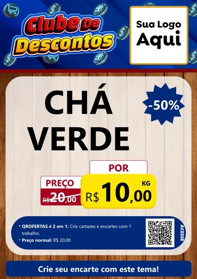 Modelo de Cartaz para Cartaz A4 Vertical com o tema Clube de Descontos para Produtos Naturais