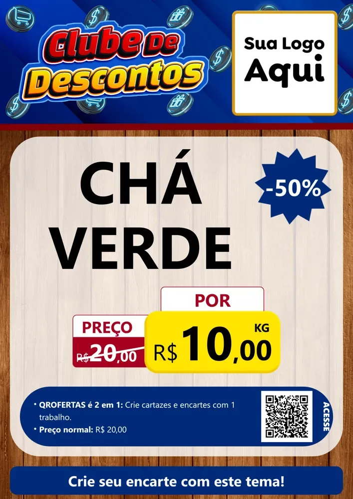 Modelo de Cartaz para Cartaz A4 Vertical com o tema Clube de Descontos para Produtos Naturais