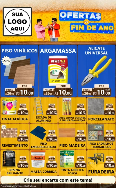 Modelo de Encarte para Encarte Grande com o tema Ofertas de Fim de Ano para Material para Construção