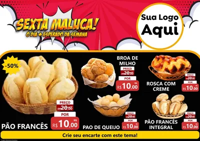Modelo de Encarte para Encarte A4 Horizontal com o tema Sexta Maluca! para Padaria
