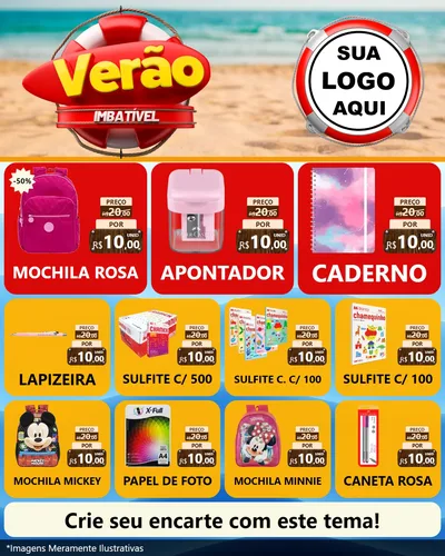 Modelo de Rede Social para Feed Instagram com o tema Verão Imbatível para Papelaria