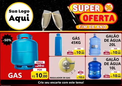 Modelo de Encarte para Encarte A4 Horizontal com o tema Super Oferta Fim de Ano para Água e gás