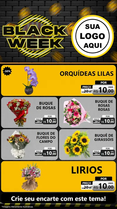 Modelo de TV para TV Vertical com o tema Black Week para Floricultura e jardim