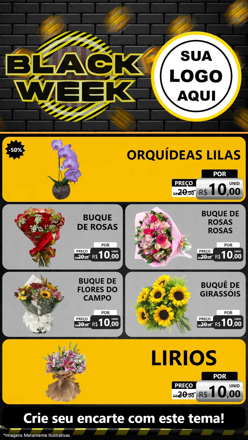 Modelo de TV para TV Vertical com o tema Black Week para Floricultura e jardim
