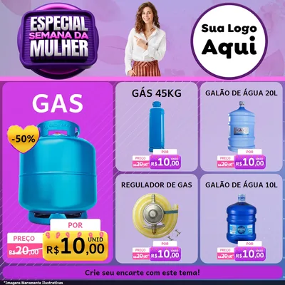 Modelo de Rede Social para Feed Facebook com o tema Especial Semana da Mulher para Água e gás
