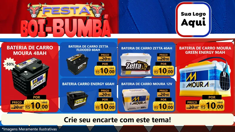 Modelo de TV para TV Horizontal com o tema Festa Boi Bumbá para Baterias Elétricas