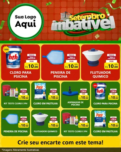 Modelo de Rede Social para Feed Instagram com o tema Setembro Imbatível para Produtos para Piscina