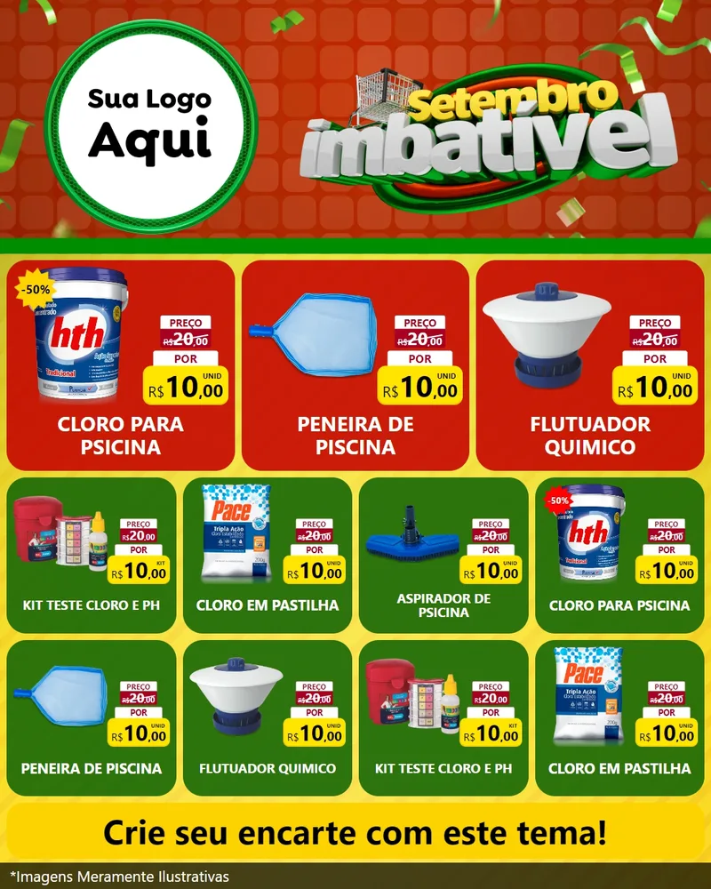 Modelo de Rede Social para Feed Instagram com o tema Setembro Imbatível para Produtos para Piscina