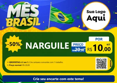Modelo de Cartaz para Cartaz A4 Horizontal com o tema Mês do Brasil para Tabacaria