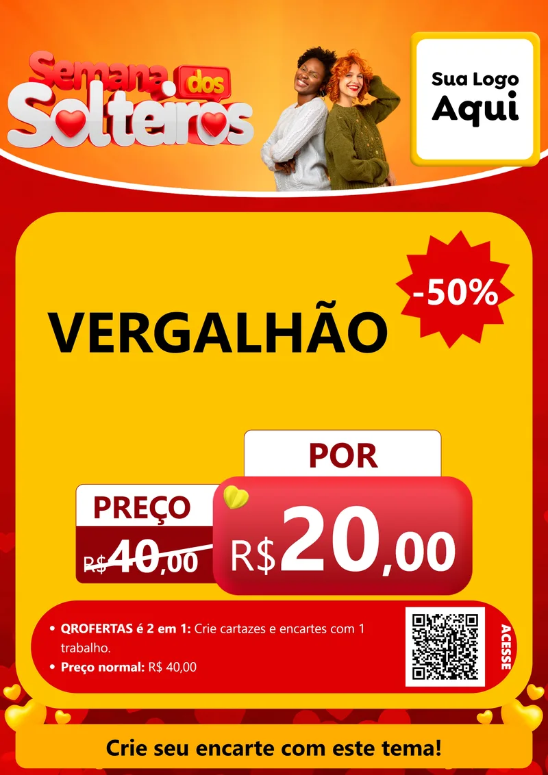 Modelo de Cartaz para Cartaz A4 Vertical com o tema Semana dos Solteiros para Ferragens
