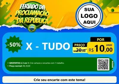 Modelo de Cartaz para Cartaz A4 Horizontal com o tema Feriado da Proclamação da República para Hamburgueria
