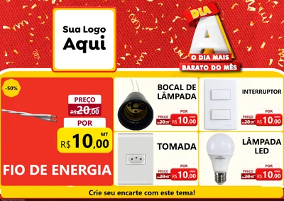 Modelo de Encarte para Encarte A4 Horizontal com o tema Dia A o Dia Mais Barato do Mês para Materiais Elétricos