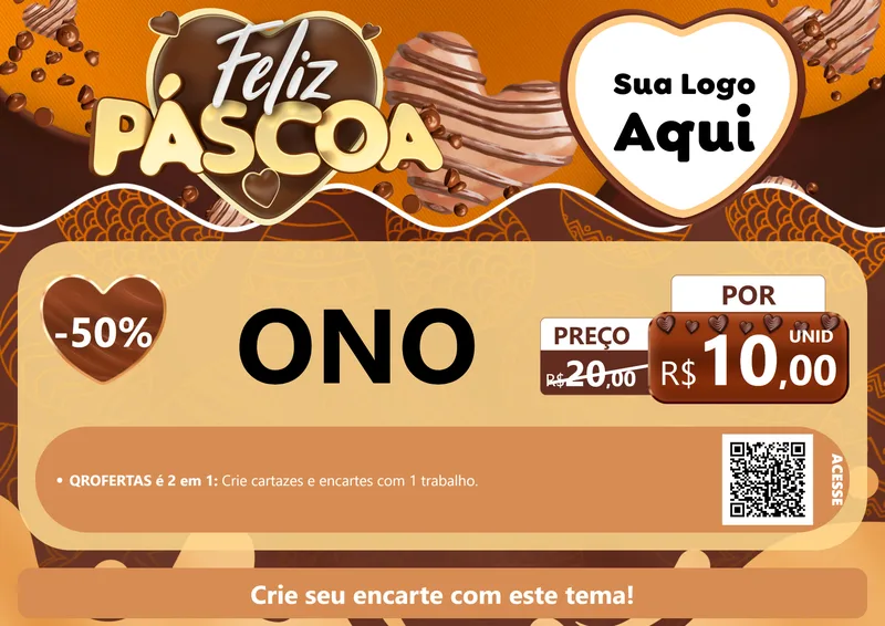 Modelo de Cartaz para Cartaz A4 Horizontal com o tema Feliz Páscoa para Óticas