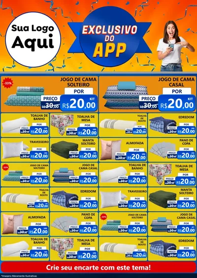Modelo de Encarte para Encarte A4 Vertical com o tema Exclusivo do Aplicativo para Cama, Mesa e Banho