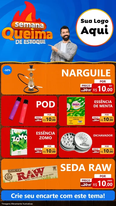 Modelo de TV para TV Vertical com o tema Semana Queima de Estoque para Tabacaria