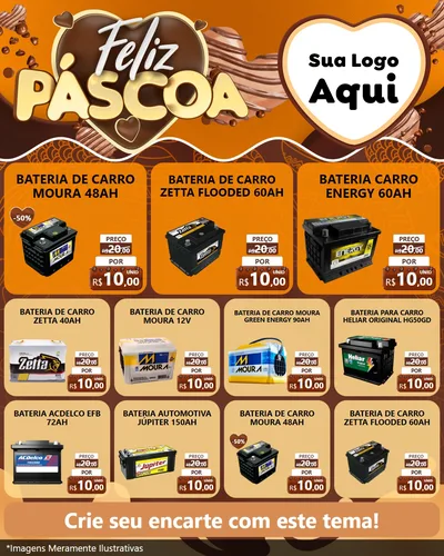 Modelo de Rede Social para Feed Instagram com o tema Feliz Páscoa para Baterias Elétricas